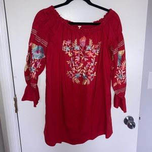 FREE PEOPLE - off the shoulder long sleeve red dress- SIZE MEDIUM- NEVER WORN